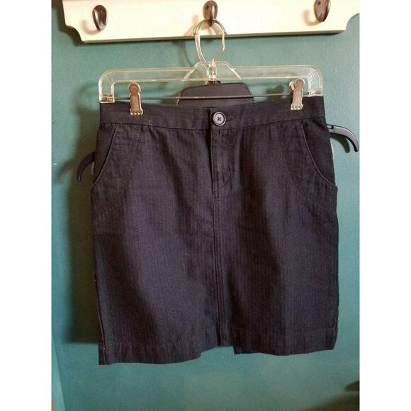 GAP Womens Navy Blue Zipper Skirt Size 0 Jean Look - Picture 1 of 4